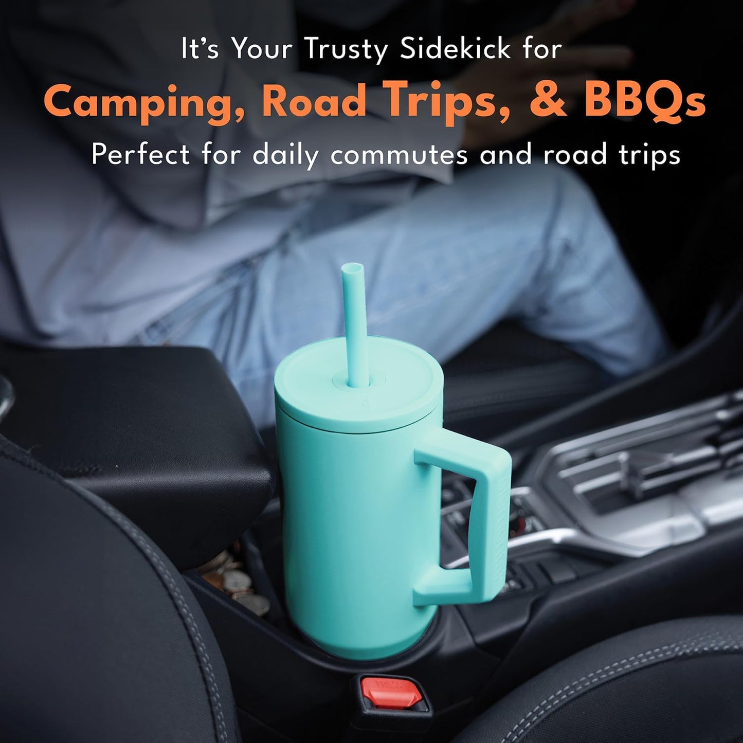100% Leak Proof 32oz Tumbler with Handle & Straw Travel Mug | Stainless Steel Double Wall Insulated Tumbler for Hot and Cold Beverages with Sip & Straw Lid - Colors B