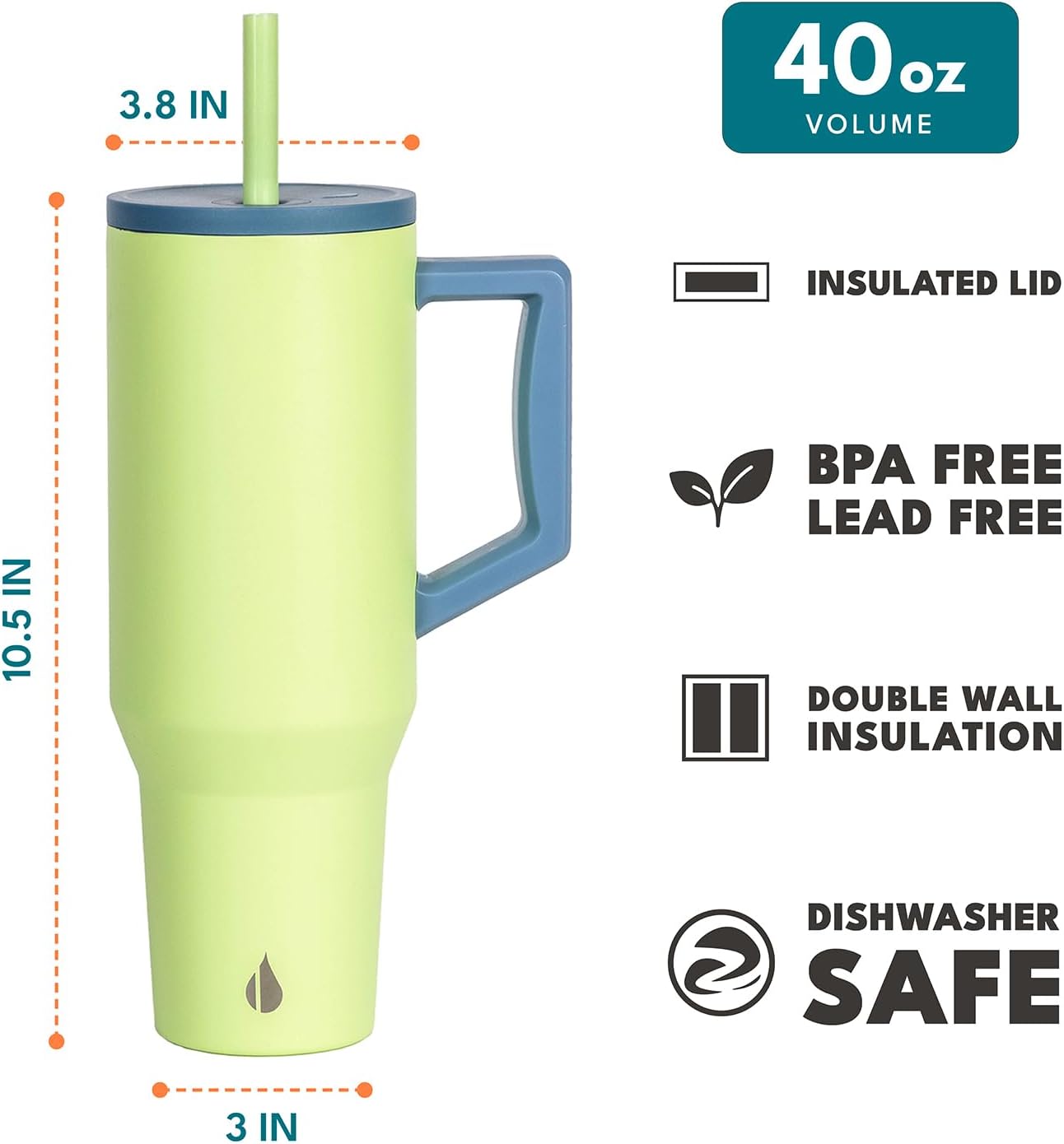100% Leak Proof 32oz Tumbler with Handle & Straw Travel Mug | Stainless Steel Double Wall Insulated Tumbler for Hot and Cold Beverages with Sip & Straw Lid - Colors B