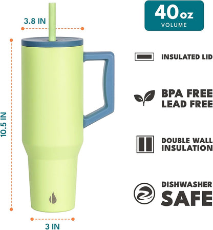 100% Leak Proof 32oz Tumbler with Handle & Straw Travel Mug | Stainless Steel Double Wall Insulated Tumbler for Hot and Cold Beverages with Sip & Straw Lid - Colors B