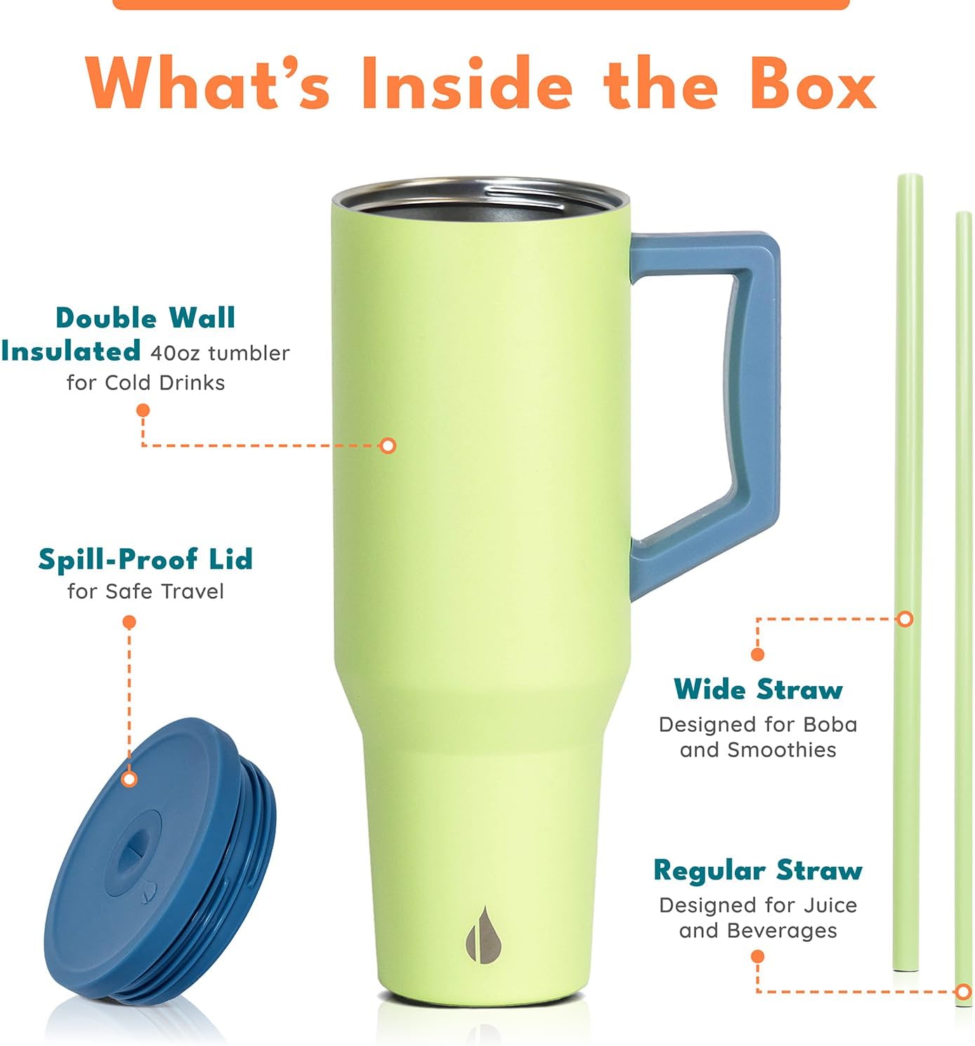 100% Leak Proof 32oz Tumbler with Handle & Straw Travel Mug | Stainless Steel Double Wall Insulated Tumbler for Hot and Cold Beverages with Sip & Straw Lid - Colors B