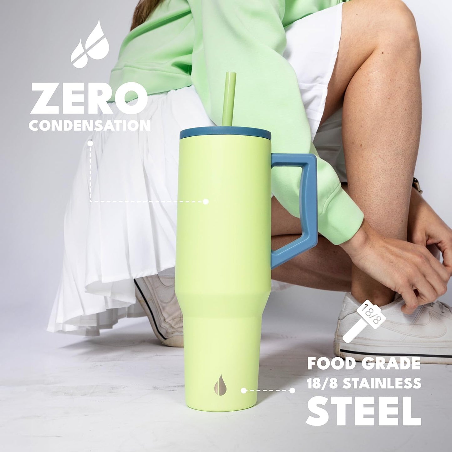 100% Leak Proof 32oz Tumbler with Handle & Straw Travel Mug | Stainless Steel Double Wall Insulated Tumbler for Hot and Cold Beverages with Sip & Straw Lid - Colors B