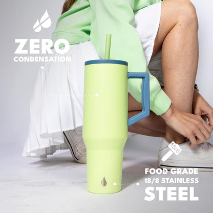 100% Leak Proof 32oz Tumbler with Handle & Straw Travel Mug | Stainless Steel Double Wall Insulated Tumbler for Hot and Cold Beverages with Sip & Straw Lid - Colors B