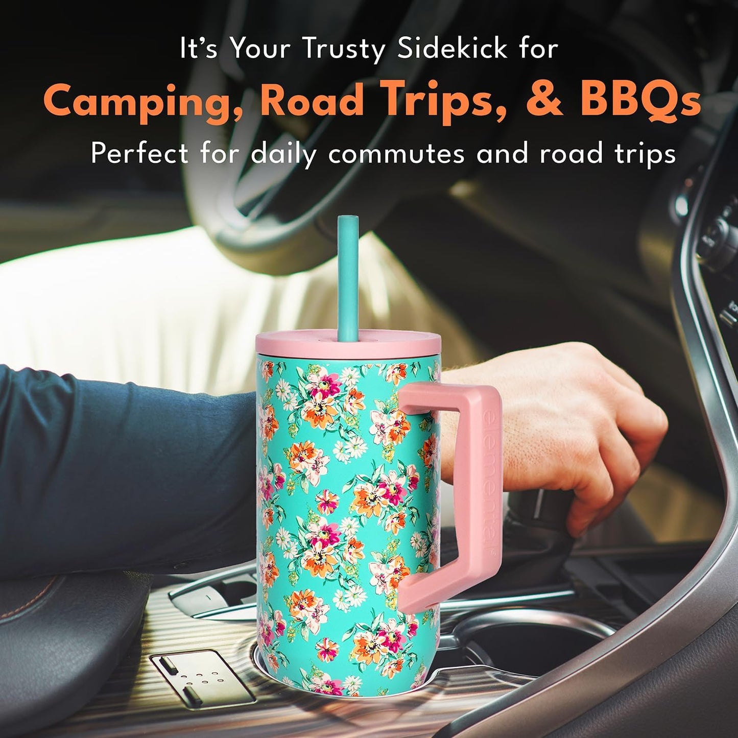 100% Leak Proof 32oz Tumbler with Handle & Straw Travel Mug | Stainless Steel Double Wall Insulated Tumbler for Hot and Cold Beverages with Sip & Straw Lid - Colors B