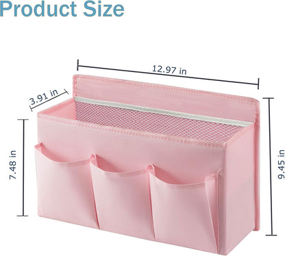 2-Pack Hanging Storage Baskets - Wall Organizer with 3 Pockets for Home/Dorm/Closet/Door, Multi-Purpose Space Saver for Office/Bathroom/Nursery - Foldable Fabric Organizer (Pink)