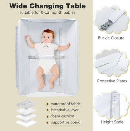 Baby Changing Table, Folding Diaper Station Portable Nursery Organizer with Safety Belt and Large Storage Racks for Newborn Baby and Infant (Black)