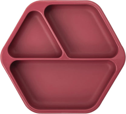 Silicone Suction Baby Plate, Suction Grip Divided Dish for First Foods and Self-Feeding Toddlers, Baby Led Weaning Supplies for Independent Eating (Indigo Plate with Lid)
