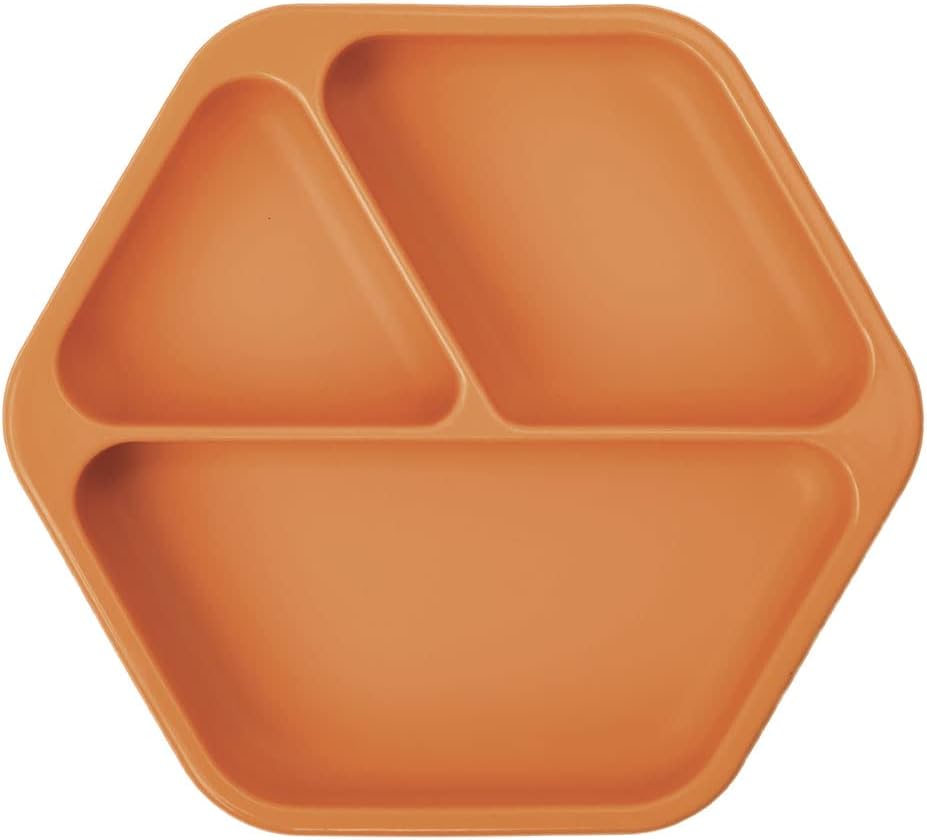 Silicone Suction Baby Plate, Suction Grip Divided Dish for First Foods and Self-Feeding Toddlers, Baby Led Weaning Supplies for Independent Eating (Indigo Plate with Lid)