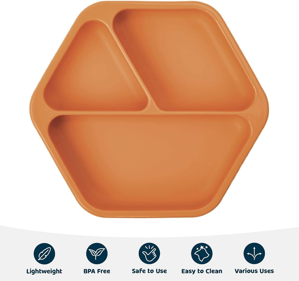 Silicone Suction Baby Plate, Suction Grip Divided Dish for First Foods and Self-Feeding Toddlers, Baby Led Weaning Supplies for Independent Eating (Indigo Plate with Lid)