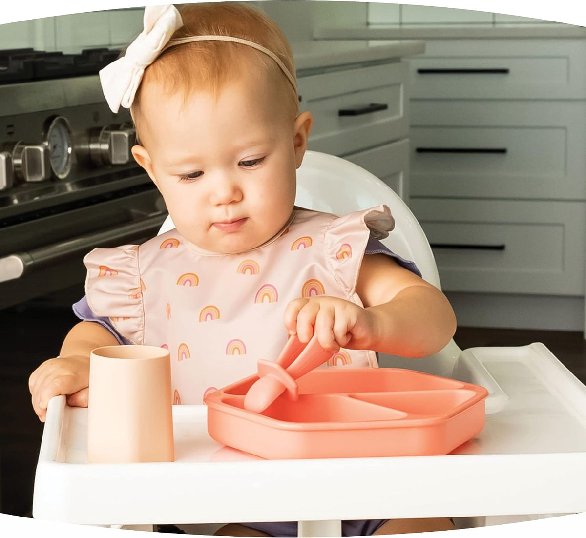 Silicone Suction Baby Plate, Suction Grip Divided Dish for First Foods and Self-Feeding Toddlers, Baby Led Weaning Supplies for Independent Eating (Indigo Plate with Lid)