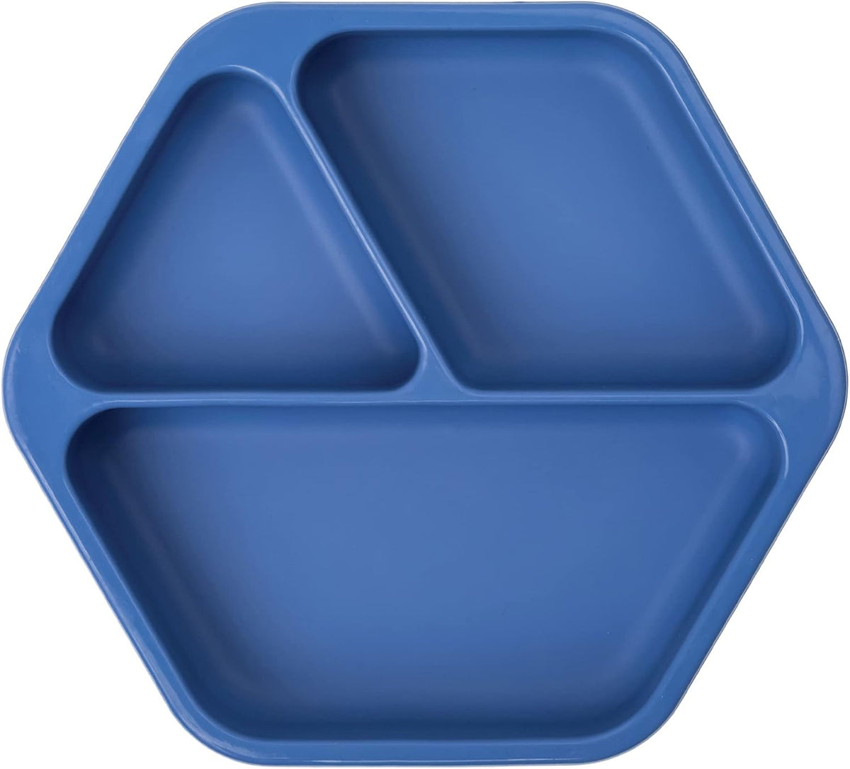 Silicone Suction Baby Plate, Suction Grip Divided Dish for First Foods and Self-Feeding Toddlers, Baby Led Weaning Supplies for Independent Eating (Indigo Plate with Lid)