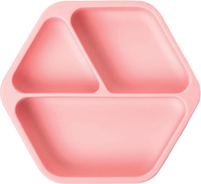 Silicone Suction Baby Plate, Suction Grip Divided Dish for First Foods and Self-Feeding Toddlers, Baby Led Weaning Supplies for Independent Eating (Indigo Plate with Lid)
