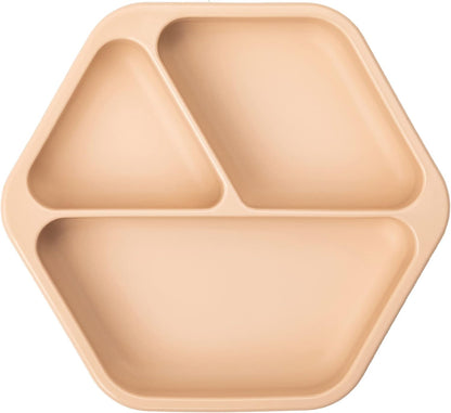 Silicone Suction Baby Plate, Suction Grip Divided Dish for First Foods and Self-Feeding Toddlers, Baby Led Weaning Supplies for Independent Eating (Indigo Plate with Lid)