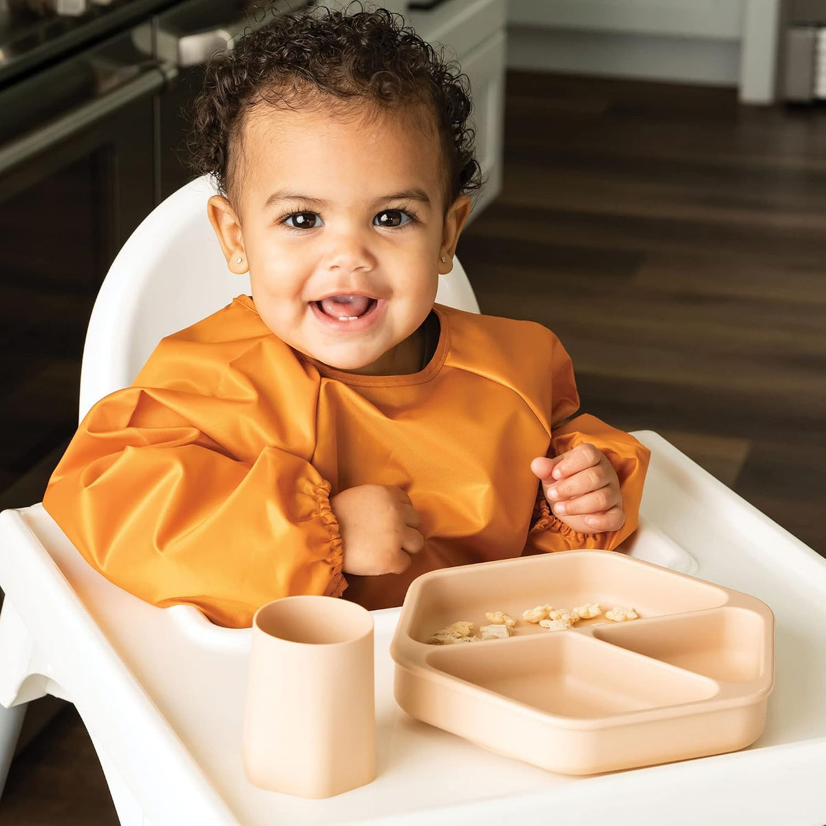 Silicone Suction Baby Plate, Suction Grip Divided Dish for First Foods and Self-Feeding Toddlers, Baby Led Weaning Supplies for Independent Eating (Indigo Plate with Lid)
