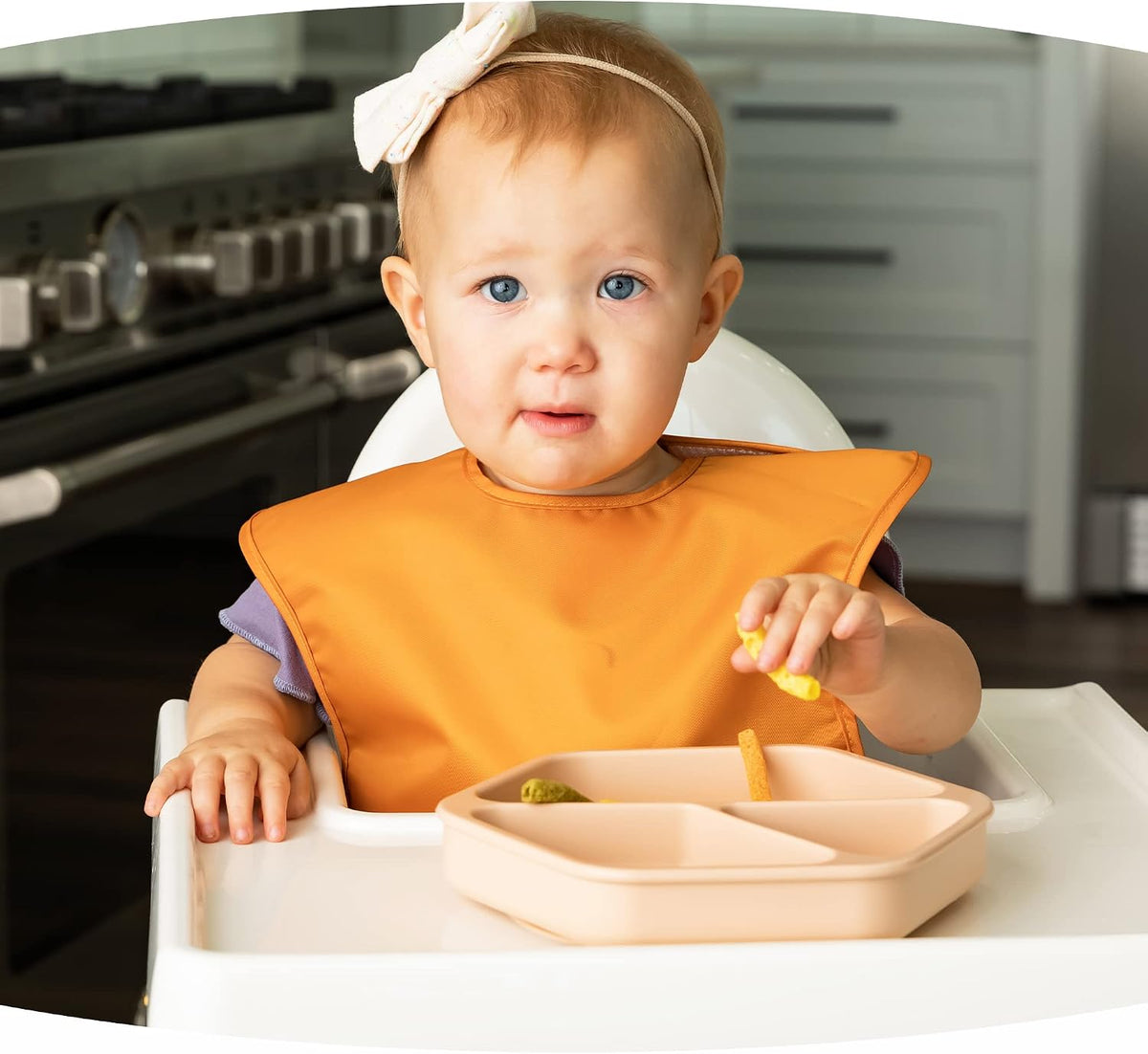 Silicone Suction Baby Plate, Suction Grip Divided Dish for First Foods and Self-Feeding Toddlers, Baby Led Weaning Supplies for Independent Eating (Indigo Plate with Lid)