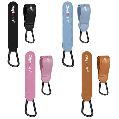 4-Pack Baby Stroller Hooks, Heavy Duty Carabiner Clips with Adjustable Straps for Diaper Bags, E-Scooter and Wheelchair Accessories