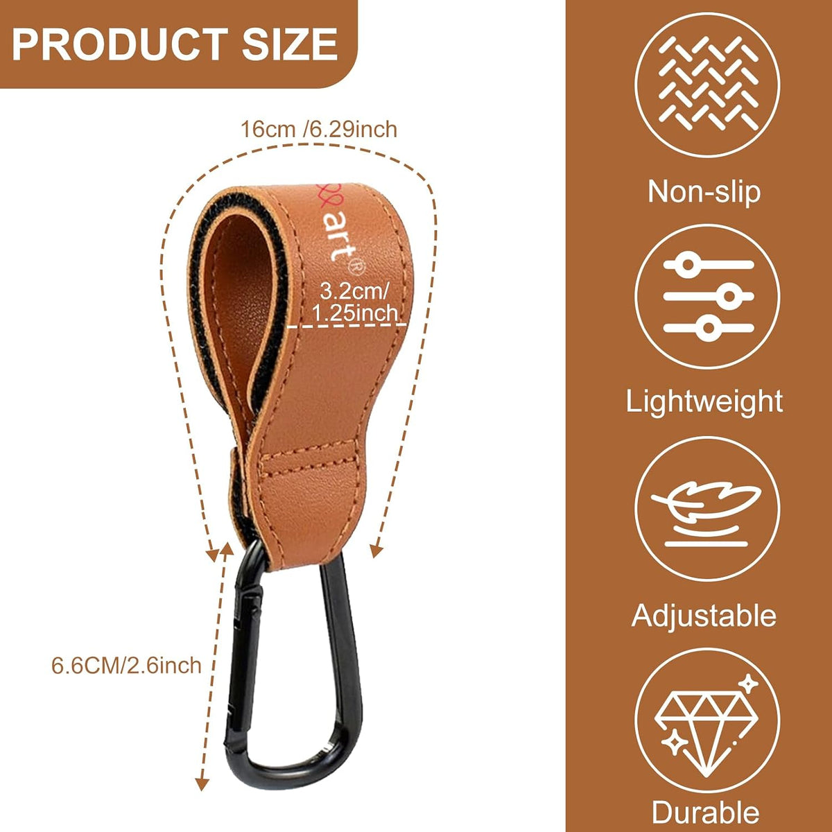 4-Pack Baby Stroller Hooks, Heavy Duty Carabiner Clips with Adjustable Straps for Diaper Bags, E-Scooter and Wheelchair Accessories