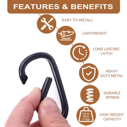 4-Pack Baby Stroller Hooks, Heavy Duty Carabiner Clips with Adjustable Straps for Diaper Bags, E-Scooter and Wheelchair Accessories