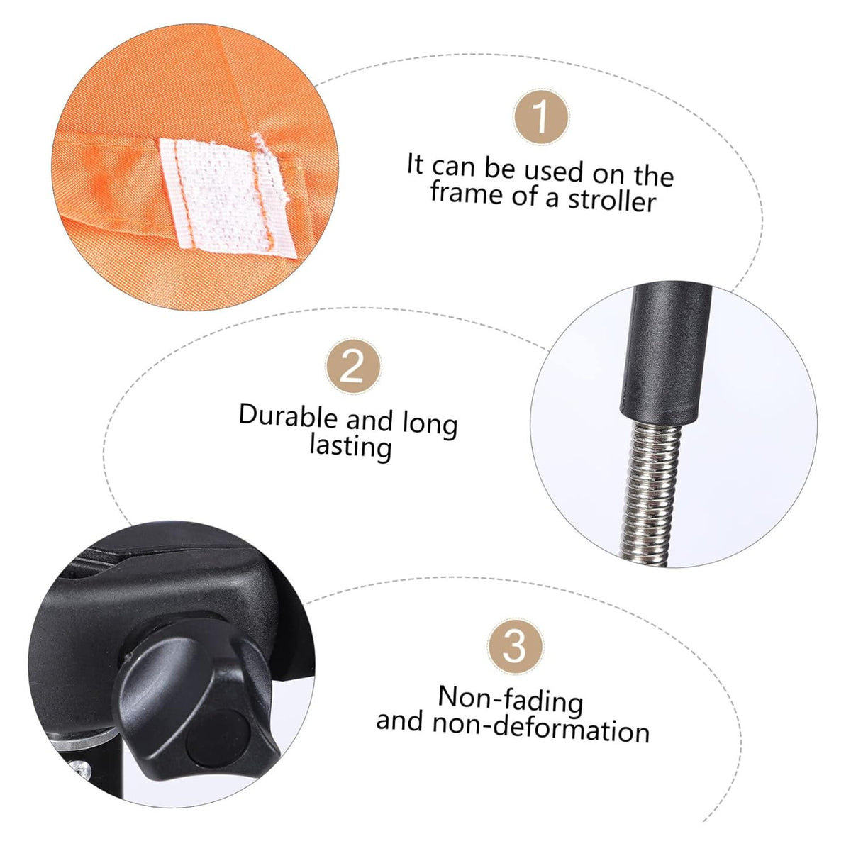 Baby Stroller Clip-On Umbrella with Uv Protection for Sunny Rides