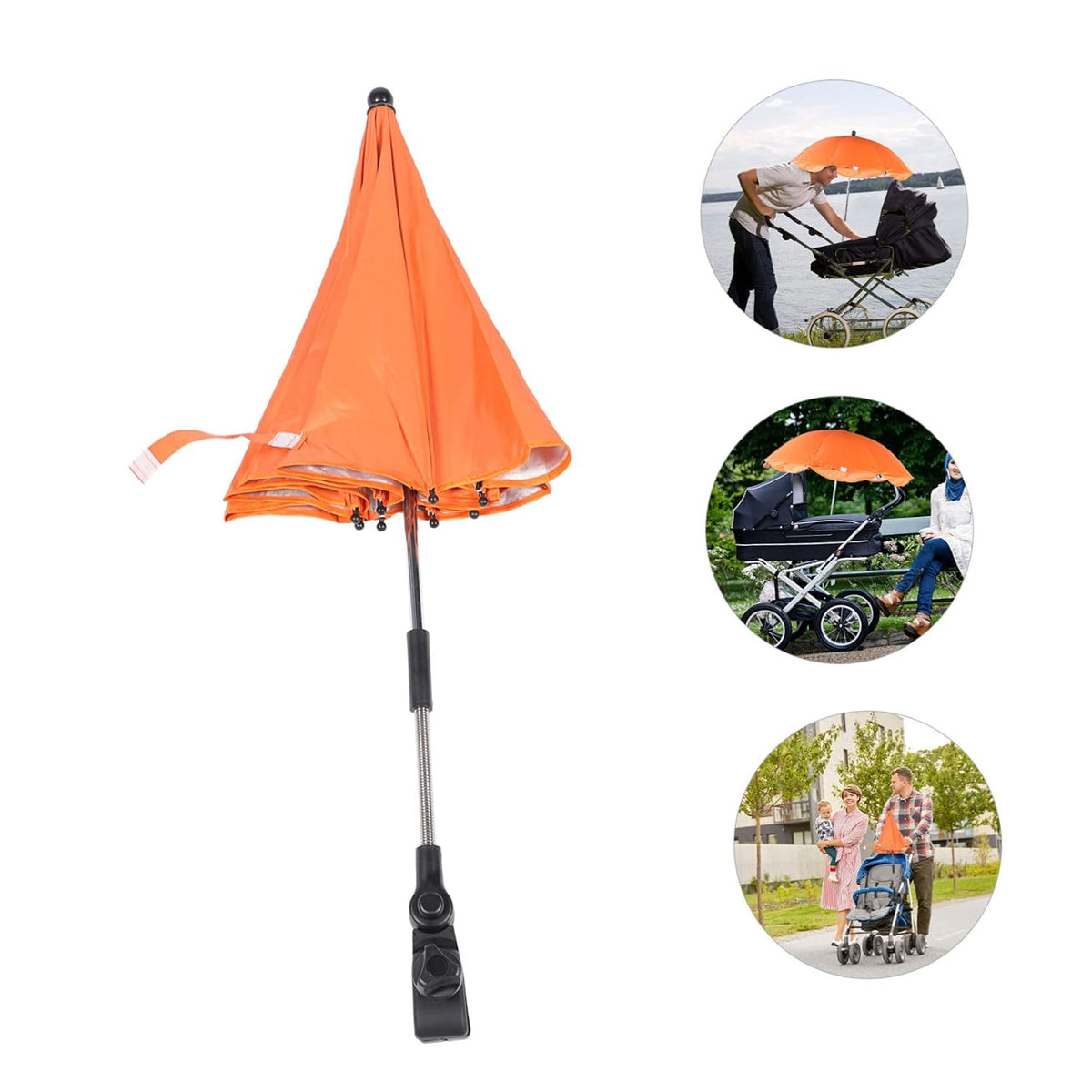 Baby Stroller Clip-On Umbrella with Uv Protection for Sunny Rides