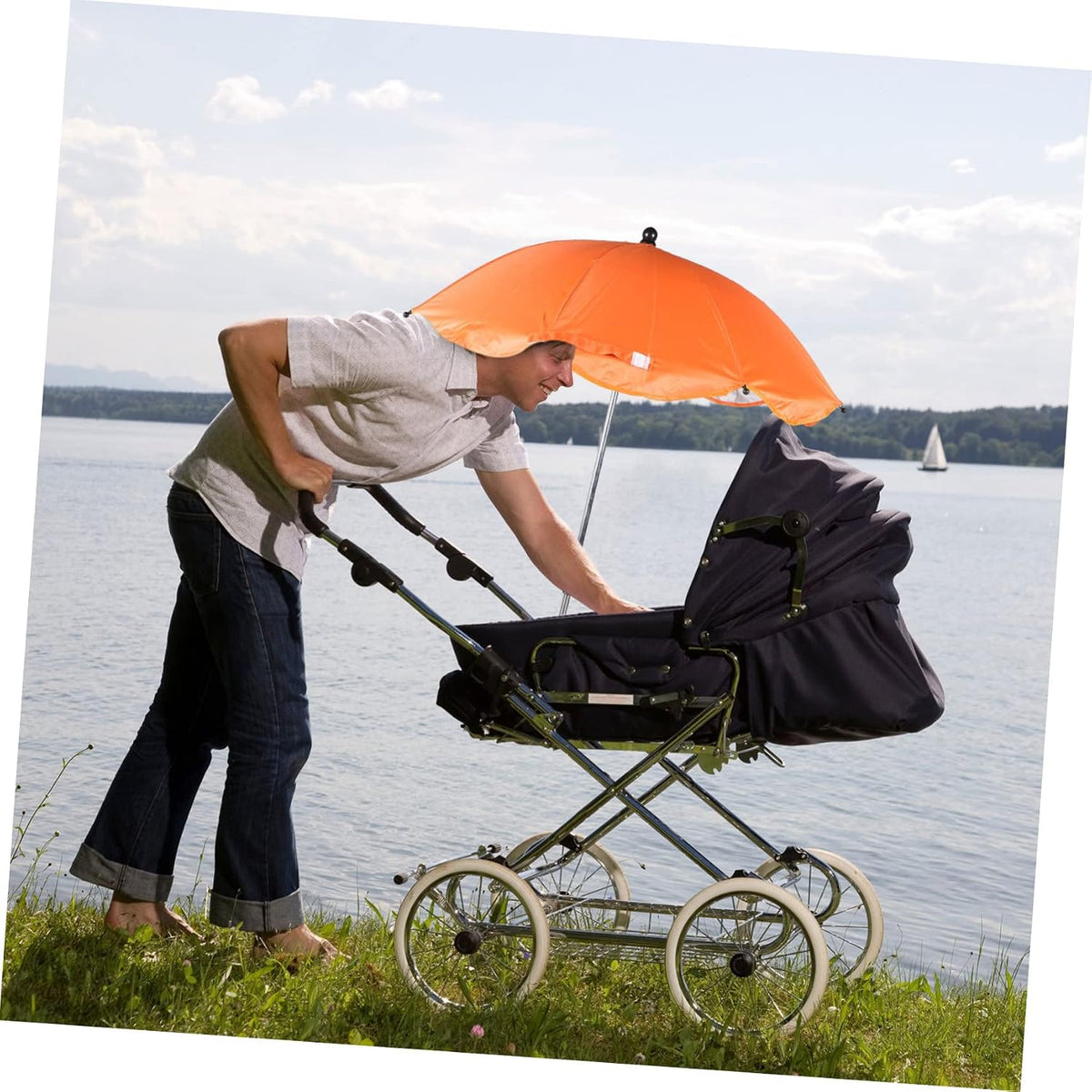 Baby Stroller Clip-On Umbrella with Uv Protection for Sunny Rides