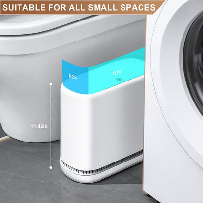 Bathroom Trash Cans, Garbage Can with Press Type Lid,10L Dogproof Slim Plastic Narrow Trash Bin