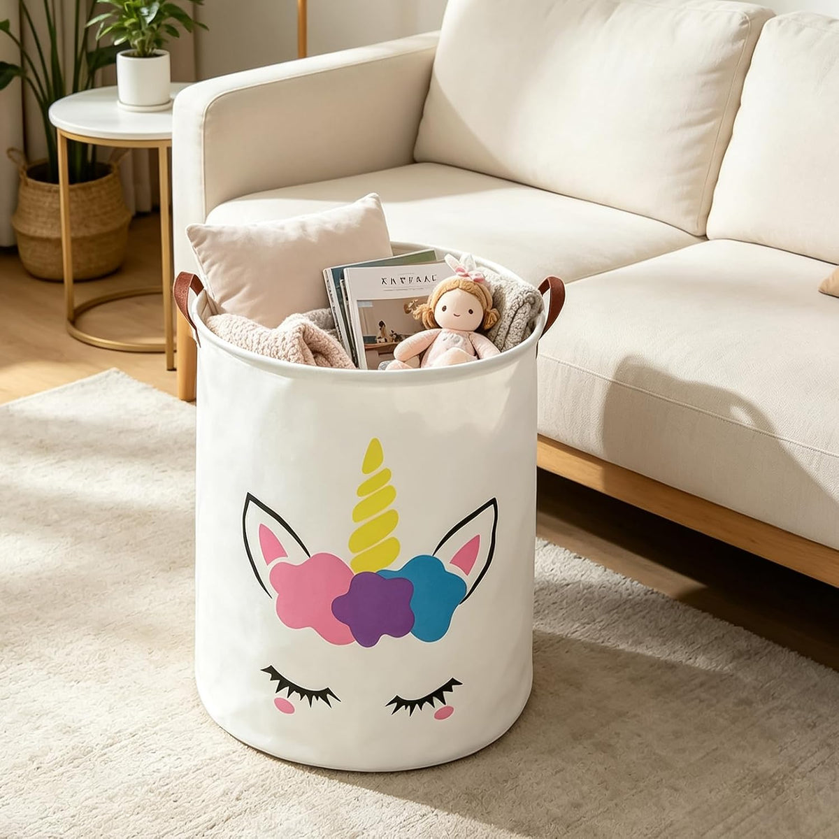Foldable Waterproof Round Fabric Laundry Basket Home, Toys