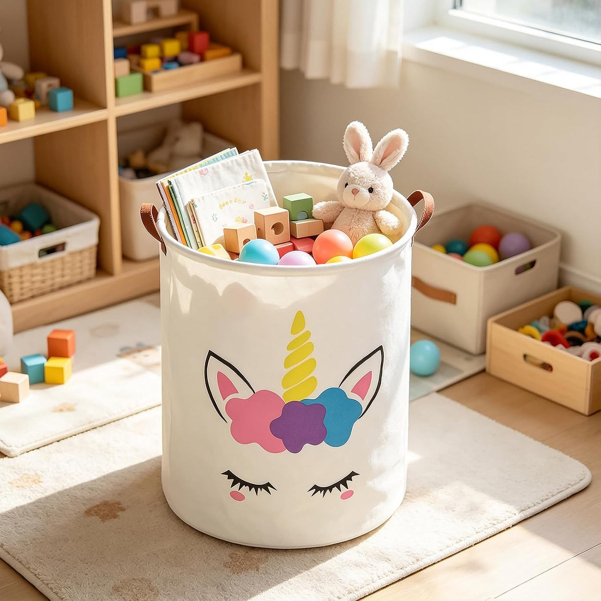 Foldable Waterproof Round Fabric Laundry Basket Home, Toys