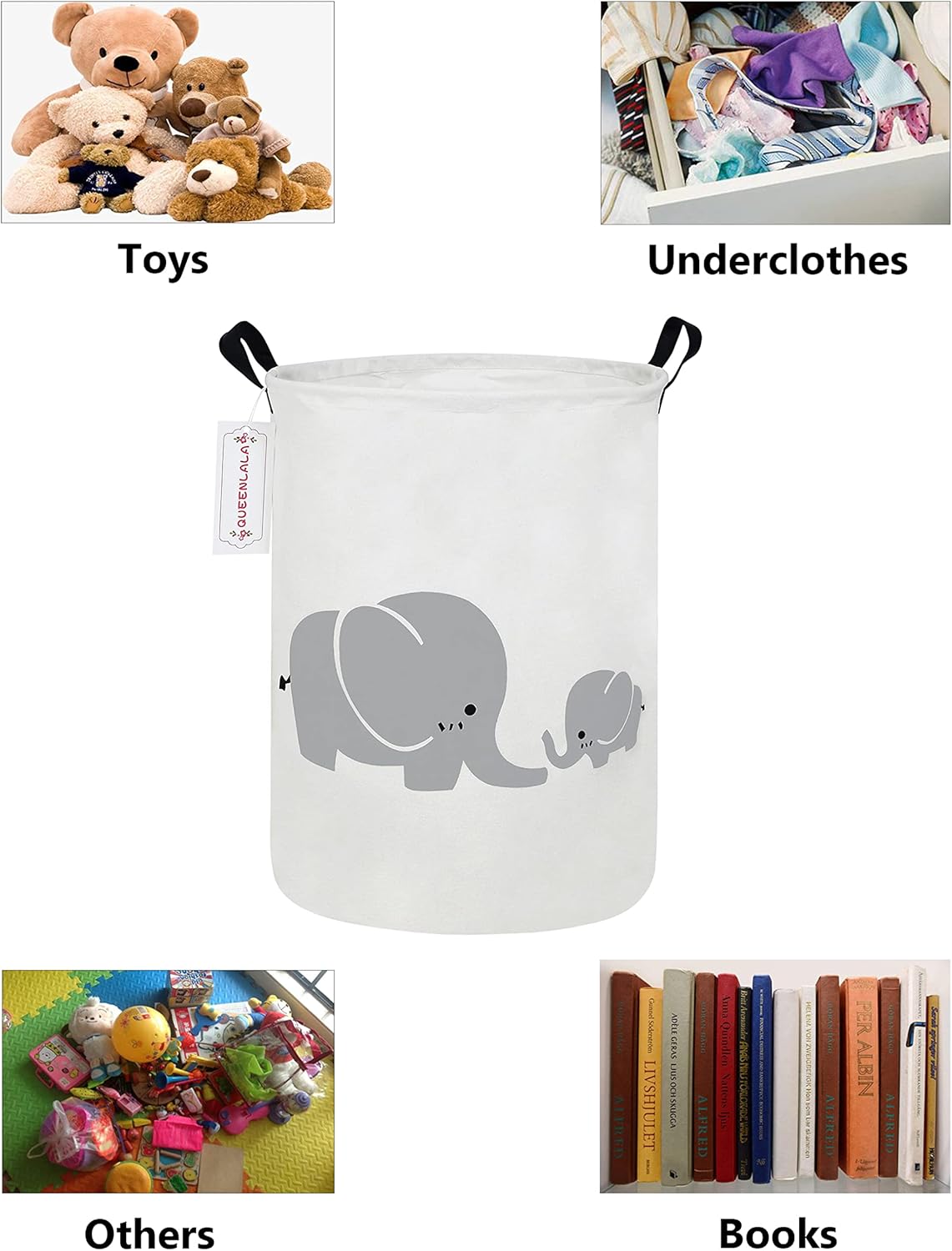 Foldable Waterproof Round Fabric Laundry Basket Home, Toys