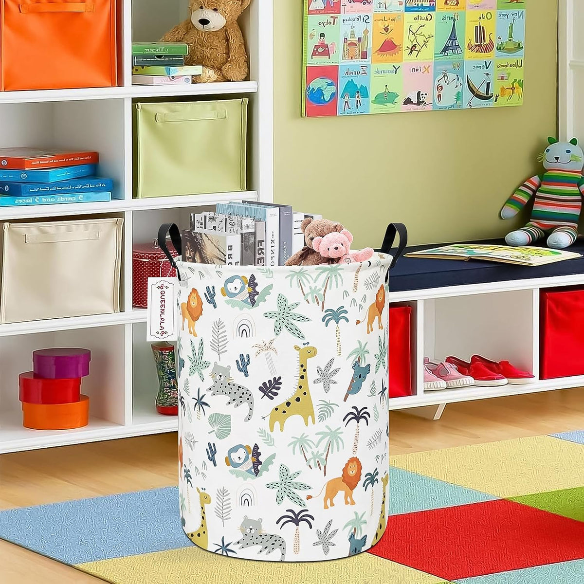 Foldable Waterproof Round Fabric Laundry Basket Home, Toys