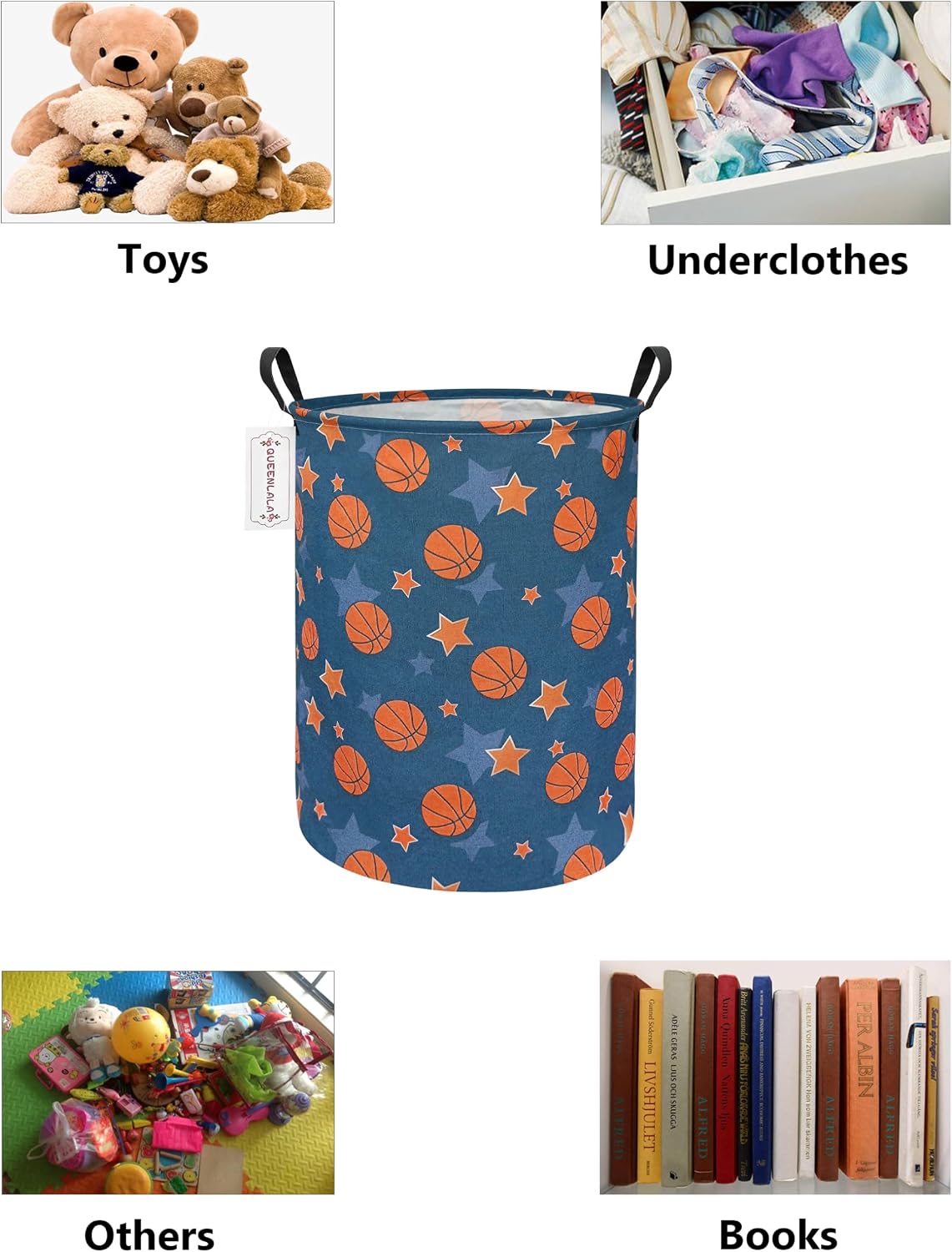 Foldable Waterproof Round Fabric Laundry Basket Home, Toys