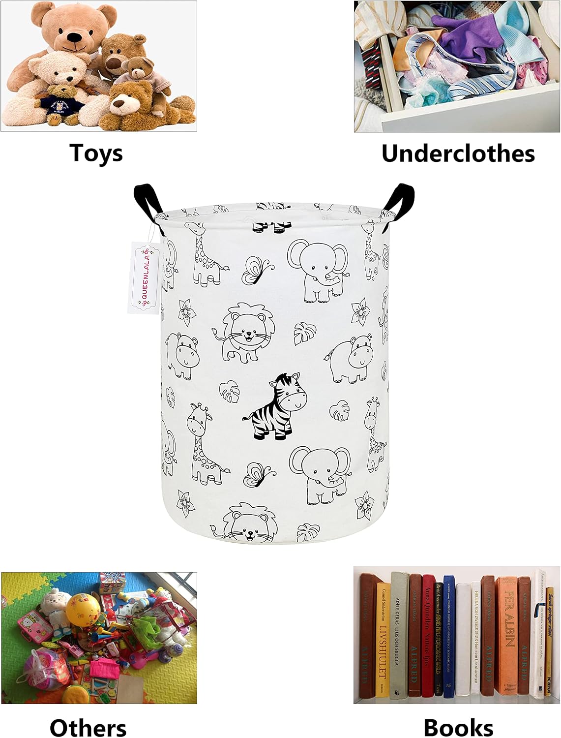 Foldable Waterproof Round Fabric Laundry Basket Home, Toys