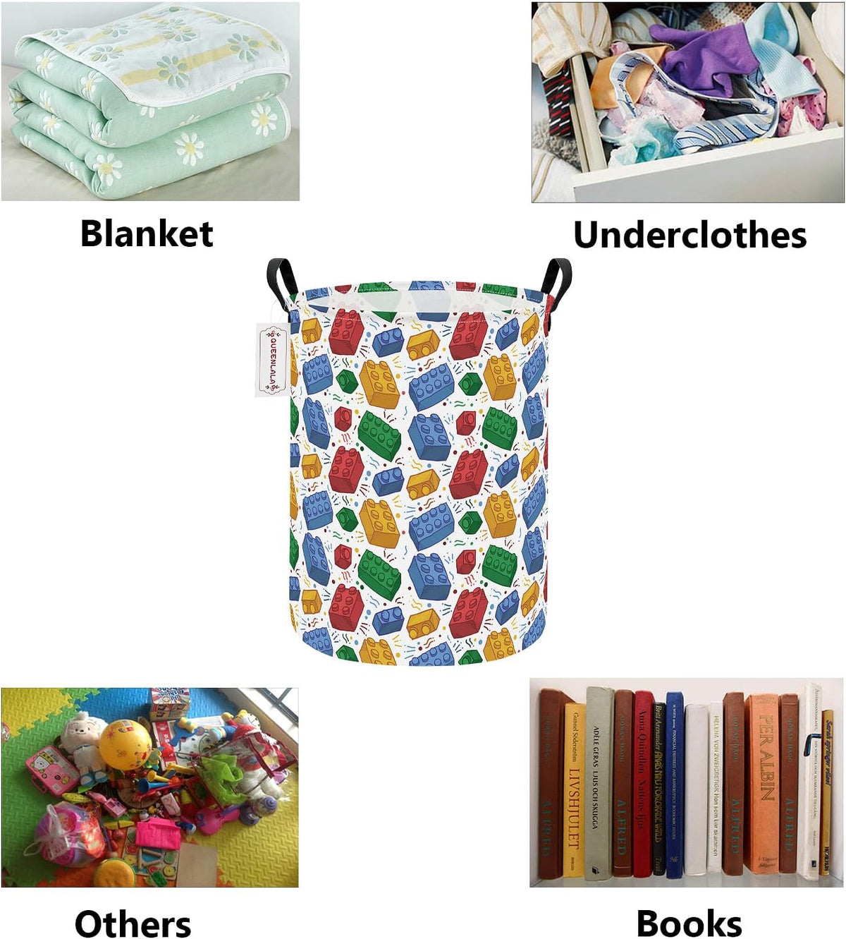 Foldable Waterproof Round Fabric Laundry Basket Home, Toys