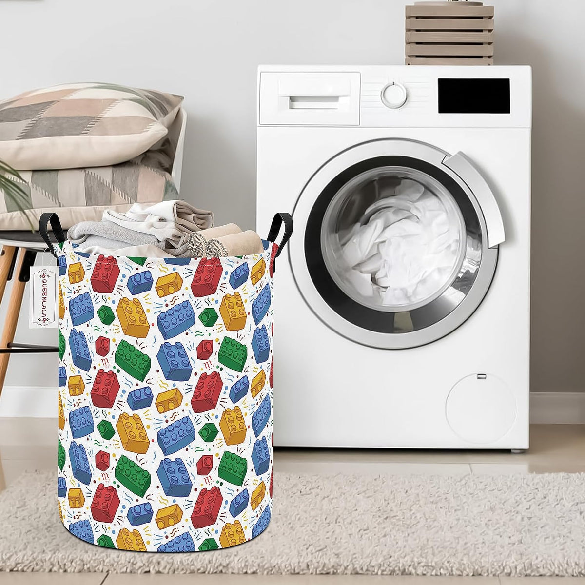 Foldable Waterproof Round Fabric Laundry Basket Home, Toys