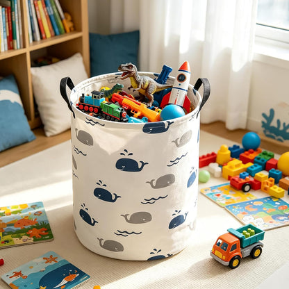 Foldable Waterproof Round Fabric Laundry Basket Home, Toys