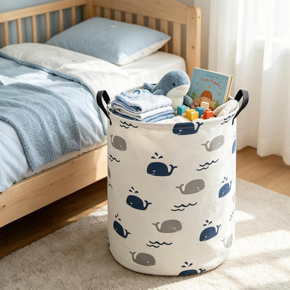 Foldable Waterproof Round Fabric Laundry Basket Home, Toys
