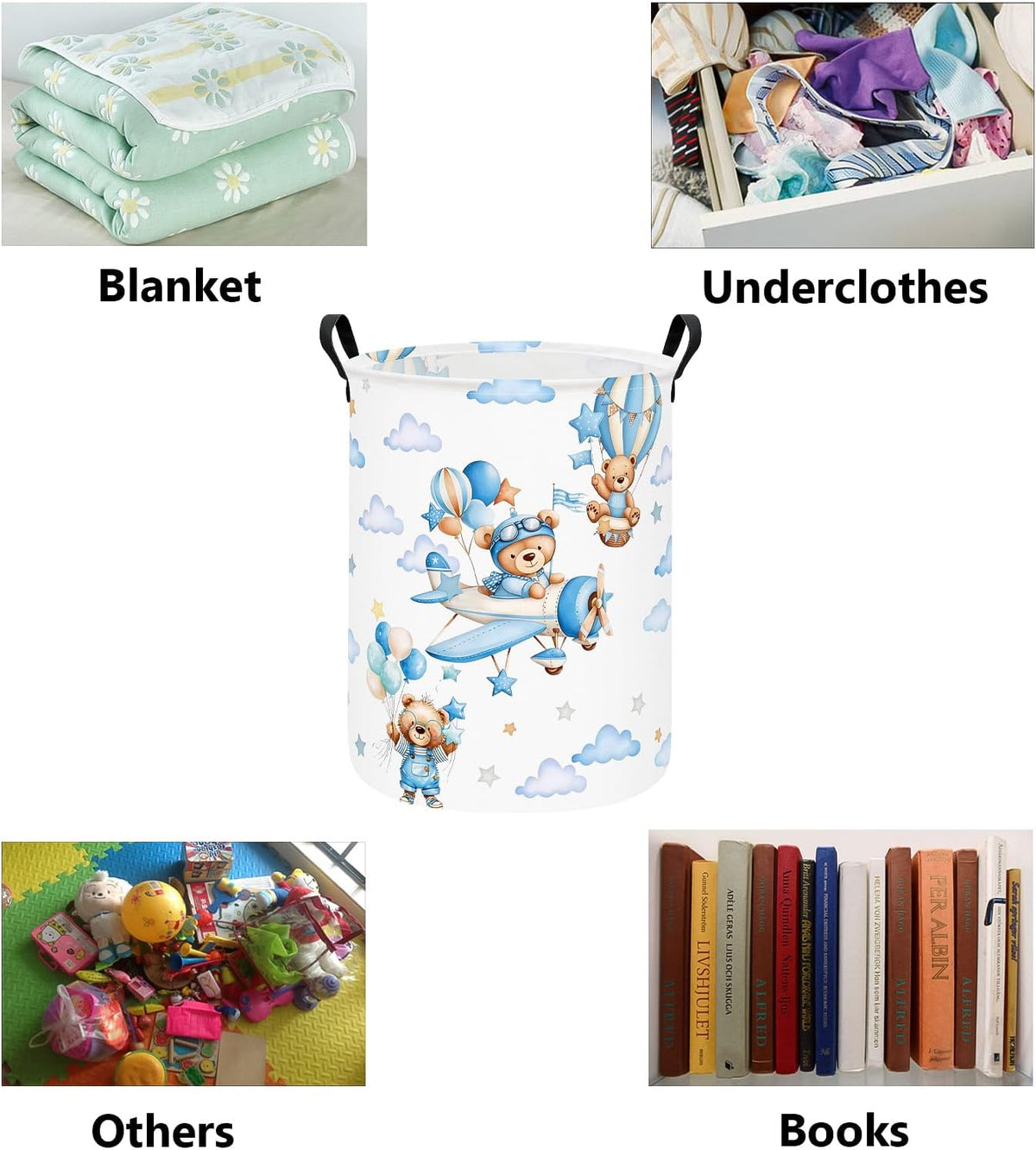 Foldable Waterproof Round Fabric Laundry Basket Home, Toys