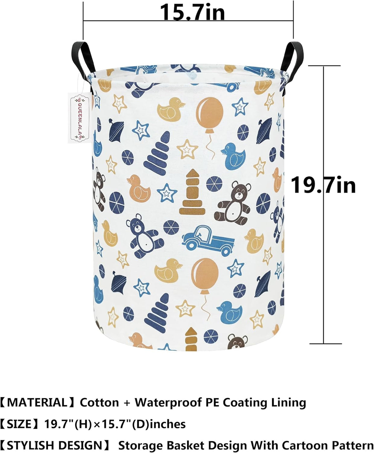 Foldable Waterproof Round Fabric Laundry Basket Home, Toys