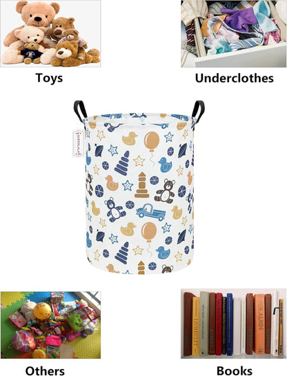 Foldable Waterproof Round Fabric Laundry Basket Home, Toys