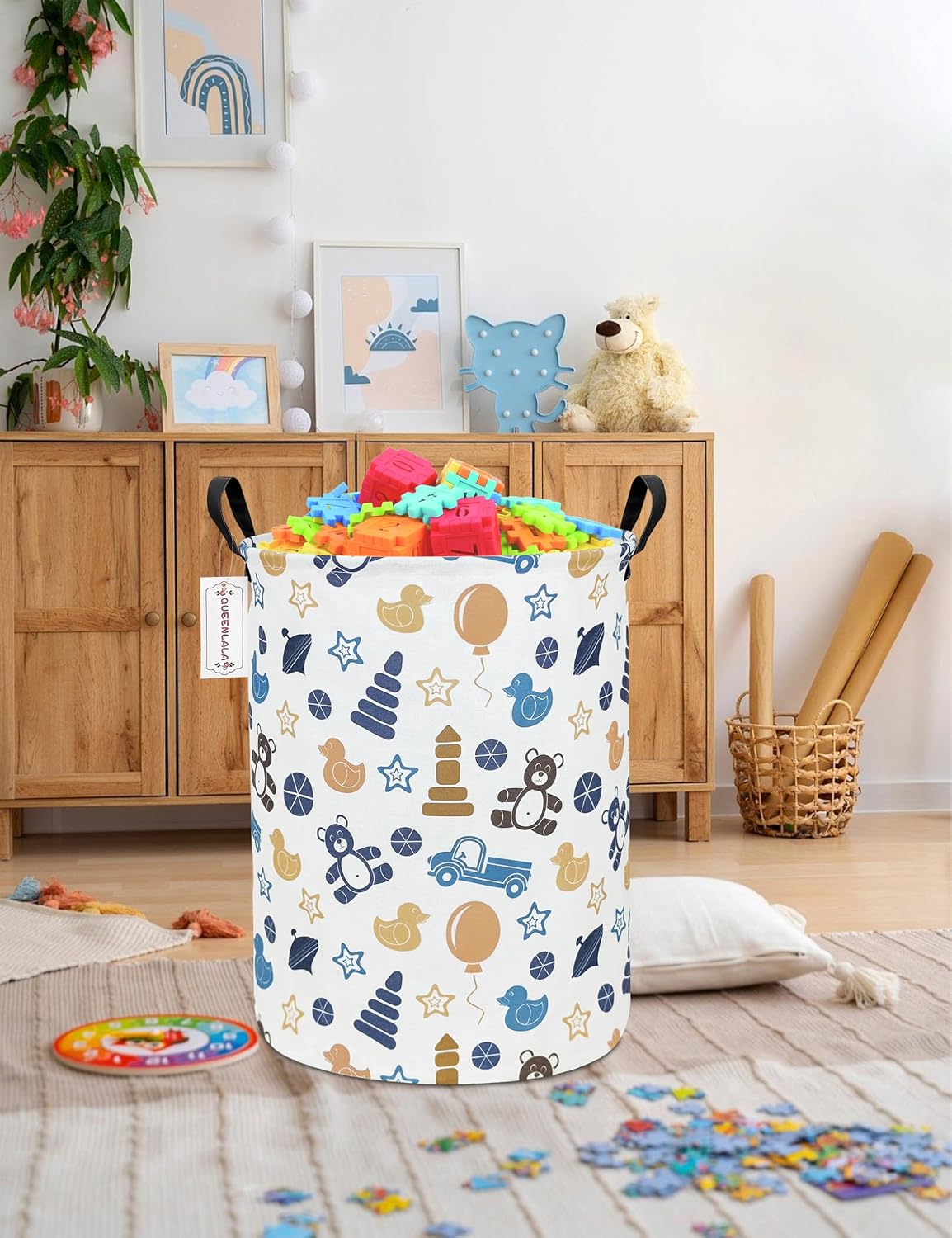 Foldable Waterproof Round Fabric Laundry Basket Home, Toys