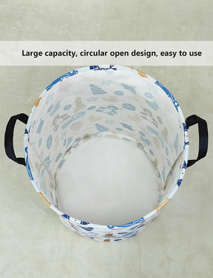 Foldable Waterproof Round Fabric Laundry Basket Home, Toys