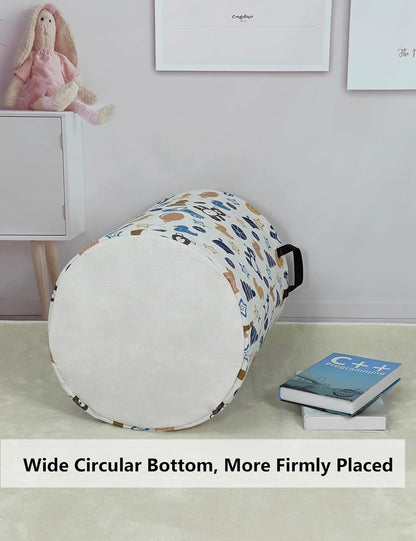 Foldable Waterproof Round Fabric Laundry Basket Home, Toys