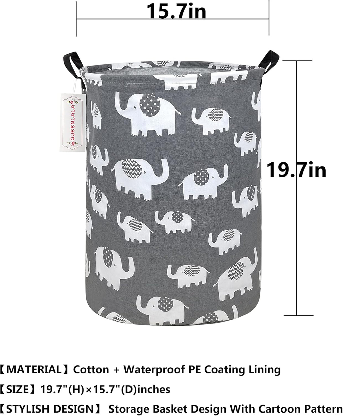 Foldable Waterproof Round Fabric Laundry Basket Home, Toys