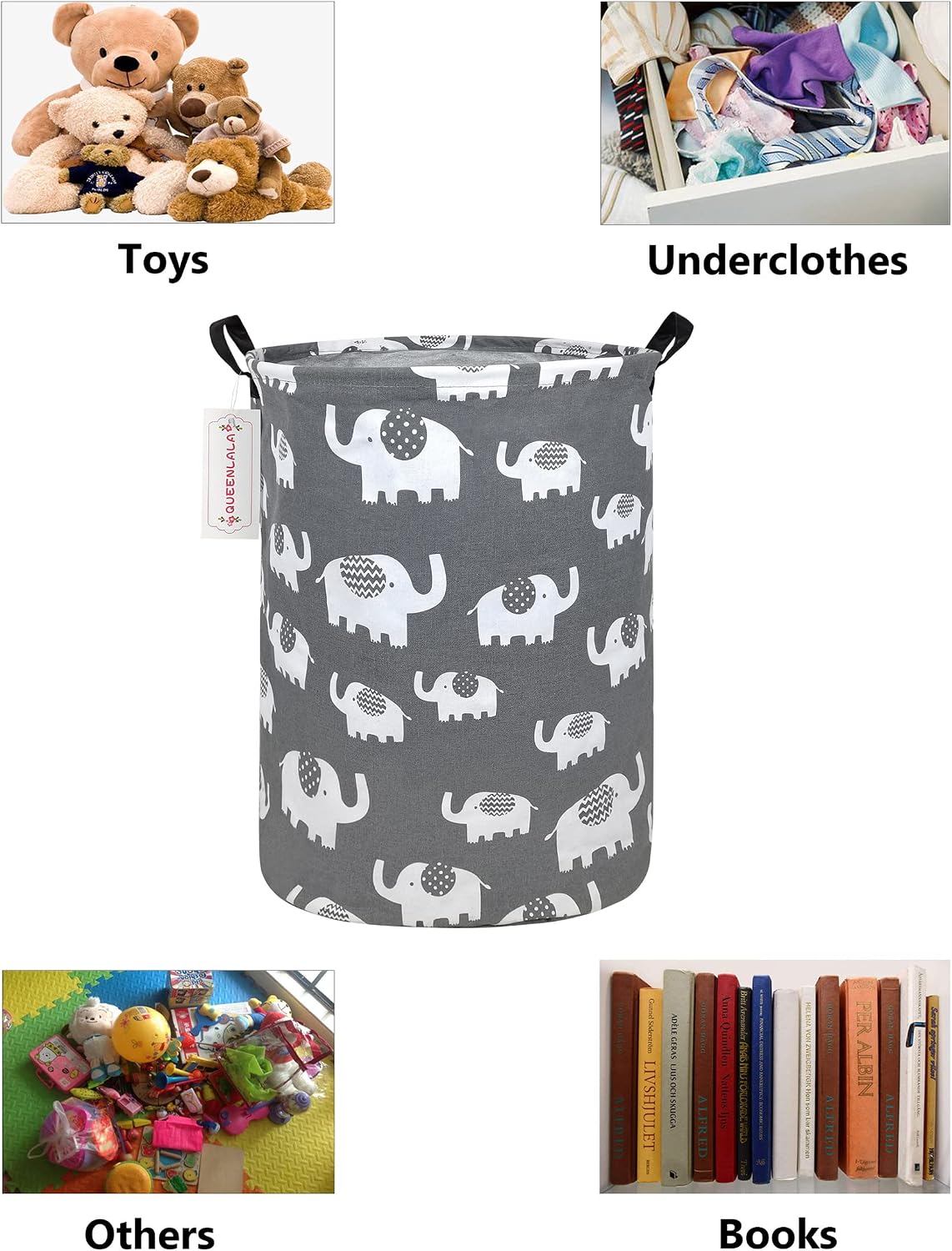 Foldable Waterproof Round Fabric Laundry Basket Home, Toys