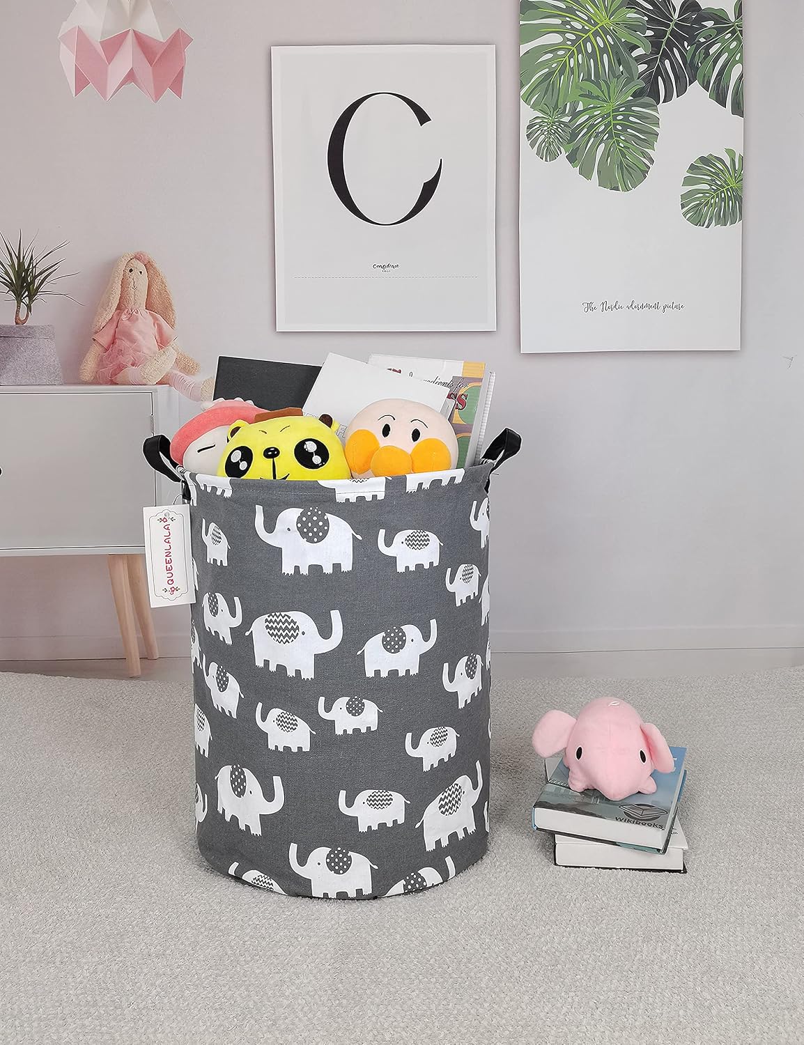 Foldable Waterproof Round Fabric Laundry Basket Home, Toys