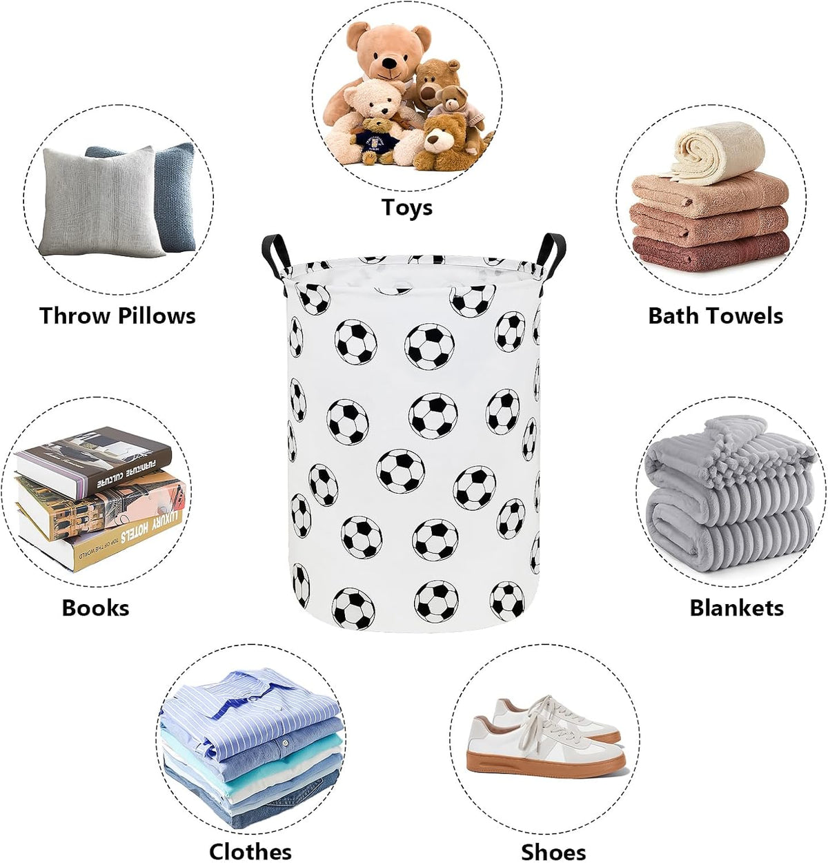 Foldable Waterproof Round Fabric Laundry Basket Home, Toys