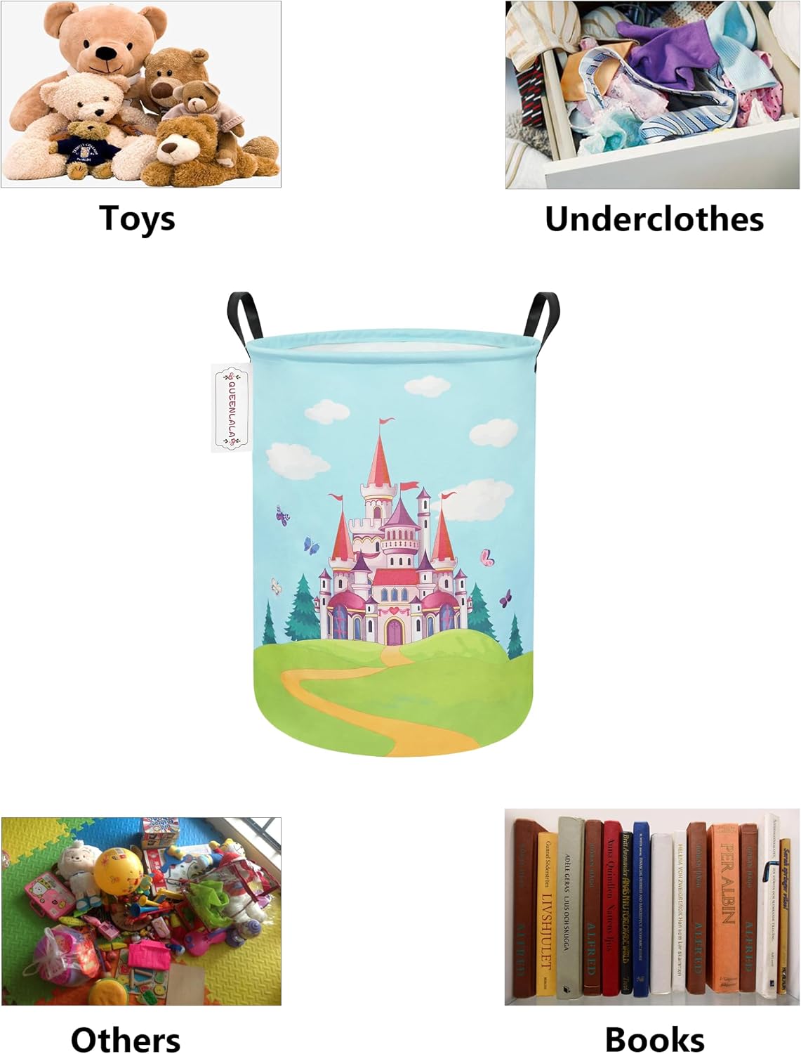 Foldable Waterproof Round Fabric Laundry Basket Home, Toys