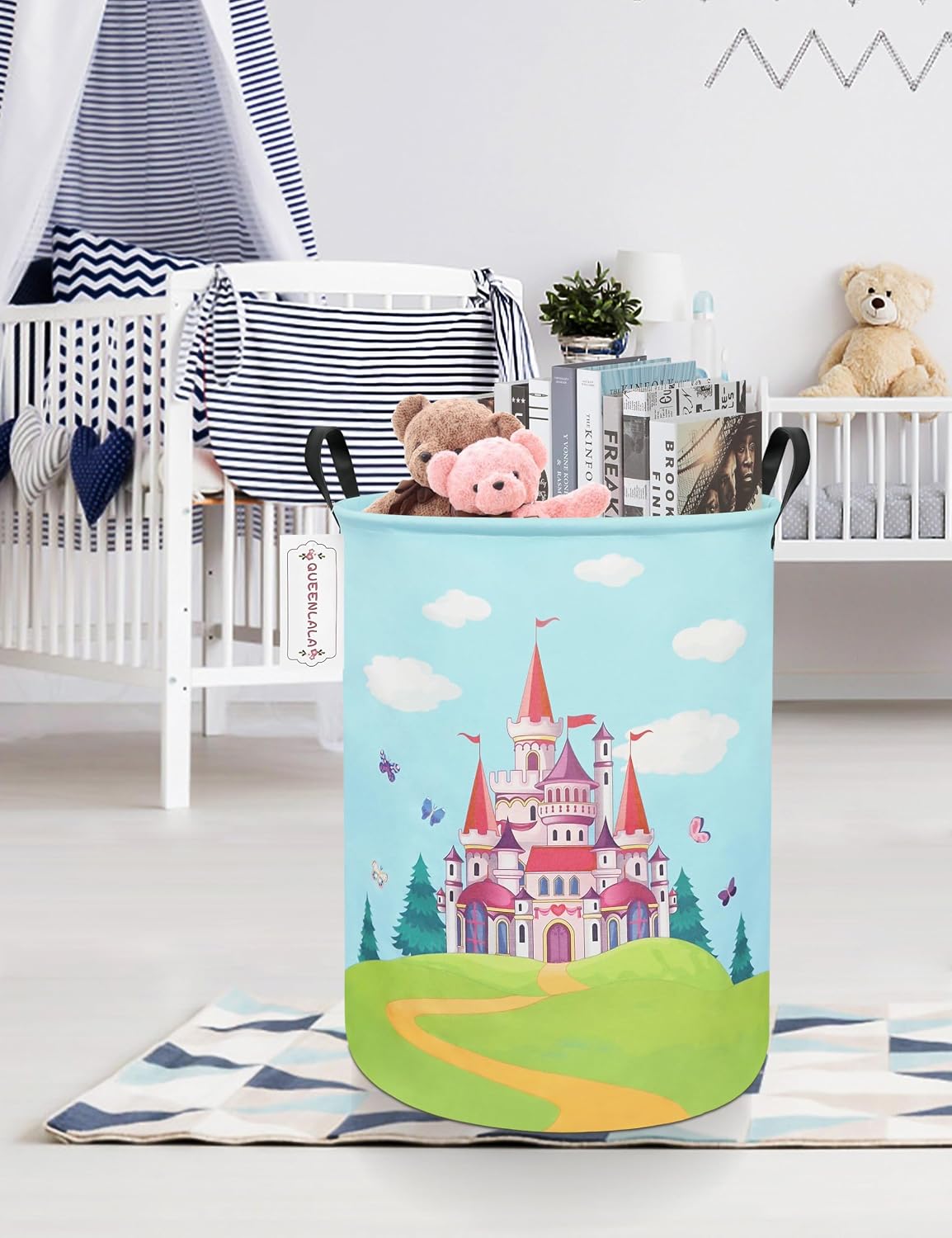 Foldable Waterproof Round Fabric Laundry Basket Home, Toys