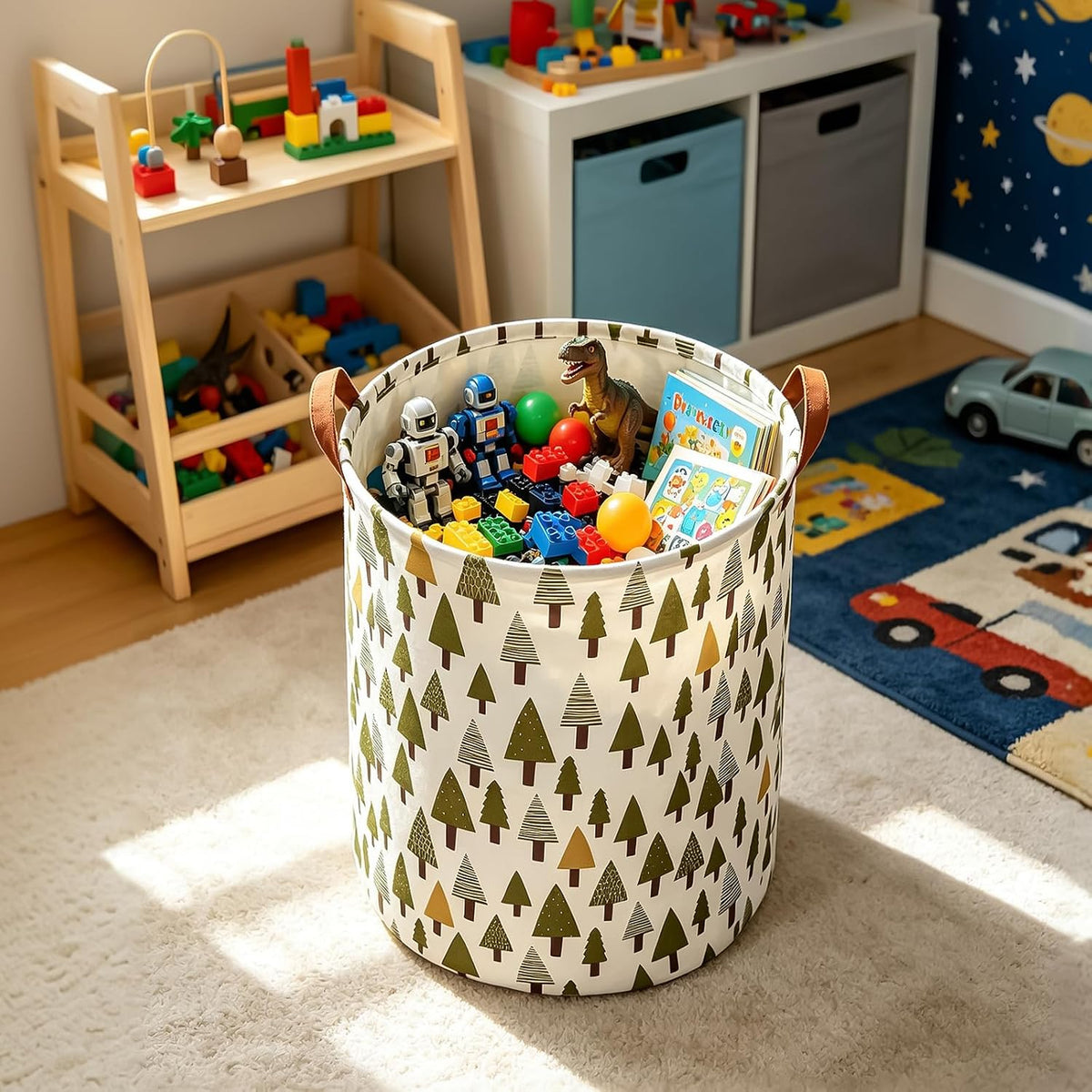 Foldable Waterproof Round Fabric Laundry Basket Home, Toys