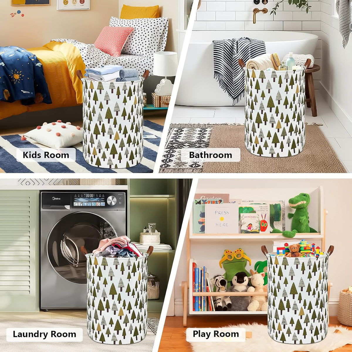 Foldable Waterproof Round Fabric Laundry Basket Home, Toys