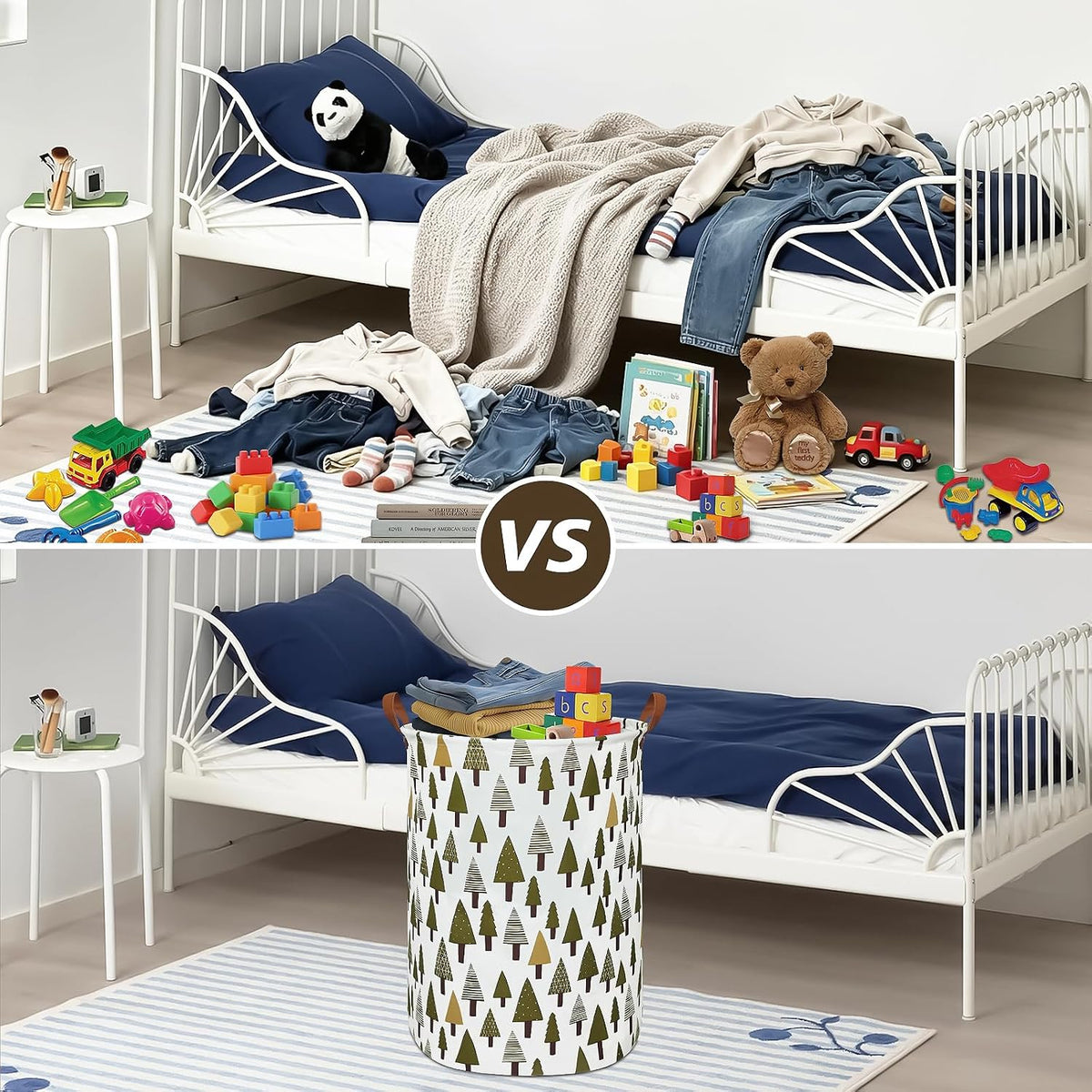 Foldable Waterproof Round Fabric Laundry Basket Home, Toys